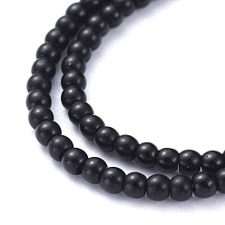 Black Opaque Glass Beads Strands, Round, Black, 2.5mm, Hole: 0.7mm, about 177pcs/Strand, 14.09 inch(35.8cm)