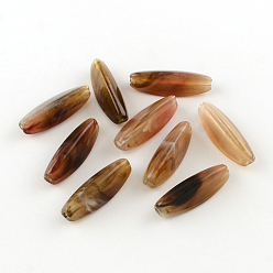 Mixed Color Rice Imitation Gemstone Acrylic Beads, Elongated Oval Beads, Mixed Color, 28x9x9mm, Hole: 2mm, about 400pcs/500g