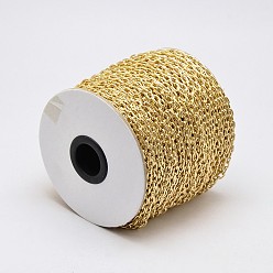 Golden Aluminium Cable Chains, Unwelded, with Spool, Oval, Lead Free & Nickel Free, Golden, 5.8x3.8x1mm, about 164.04 Feet(50m)/roll