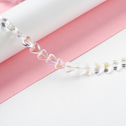 Clear AB Transparent Glass Beads Strand, Heart, Clear AB, 7.5~8.5x8~8.5x4~4.5mm, Hole: 1mm, about 44~45pcs/strand, 12.56~12.87 inch(31.9~32.7cm)