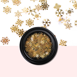 Gold Shiny Laser Nail Glitter, DIY Nail Art Decoration, Snowflake, Gold, 5mm, about 100pcs/box