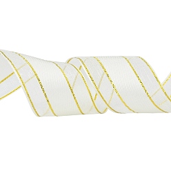 Dentelle Vieille Rubans en organza de couleur unie, ruban de bord filaire doré, pour la décoration de fête, emballage cadeau, vieille dentelle, 1" (25 mm), à propos de 50yard / roll (45.72m / roll)