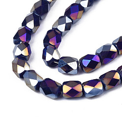 Midnight Blue Electroplate Glass Beads Strands, AB Color Plated, Faceted, Column, Midnight Blue, 5.5x5mm, Hole: 1.2mm, about 99pcs/strand, 21.85 inch(55.5cm)