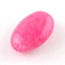 Темно-Розовый Овальной имитация драгоценных камней акриловые бусины, темно-розовыми, 41x26x15 мм, Отверстие : 3 мм , около 46 шт / 500 г