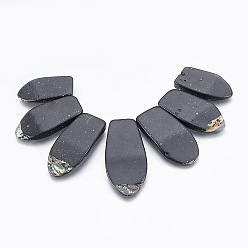 Paua Shell Natural Abalone Shell/Paua Shell Beads Strands, 30~48x16~21x4~5mm, Hole: 0.8mm, about 7pcs/strand, 4.92 inch(12.5cm)