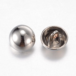 Platinum Alloy Shank Buttons, 1-Hole, Dome/Half Round, Platinum, 11.5x10mm, Hole: 1.5mm