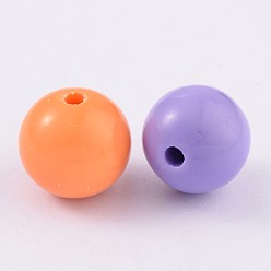 Mixed Color Opaque Chunky Bubblegum Acrylic Beads, Round, Mixed Color, 24mm, Hole: 2mm, about 64pcs/500g