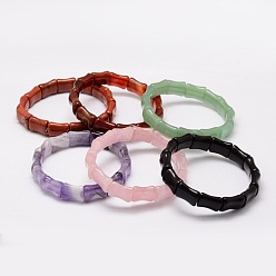 Mixed Stone Natural Gemstone Beads Stretch Bracelets, Inner Diameter: 2-1/8~2-1/2 inch(5.5~6.2cm)