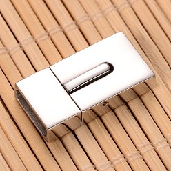 Stainless Steel Color Smooth Surface 304 Stainless Steel Rectangle Magnetic Clasps, Stainless Steel Color, 23x12x6mm, Hole: 3x10.5mm