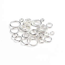 Silver Brass Jump Rings, Open Jump Rings, Silver Color Plated, 4~10x0.8~1mm, Inner Diameter: 2.4~8mm