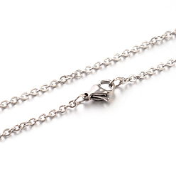 Stainless Steel Color 304 Stainless Steel Cable Chain Necklace Making, with Lobster Claw Clasps, Stainless Steel Color, 17.7 inch(45cm)