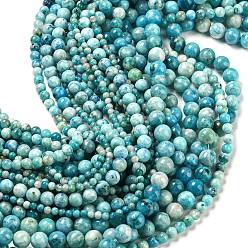 Cyan Natural Gemstone Hemimorphite Round Beads Strands, Dyed, Cyan, 10mm, Hole: 1.2mm, about 40pcs/strand, 15.74 inch