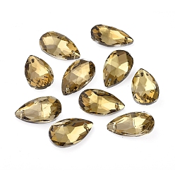 Goldenrod Faceted Glass Pendants, teardrop, Goldenrod, 22x13x8.5mm, Hole: 1mm