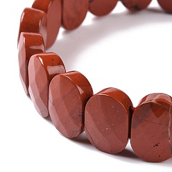 Красный Камень Эластичный браслет из овальных бусин из натуральной красной яшмы, украшения из драгоценных камней для женщин, внутренний диаметр: 2-1/8 дюйм (5.4~5.5 см)