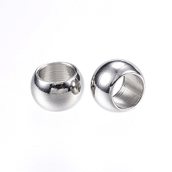 Stainless Steel Color 201 Stainless Steel Beads, Rondelle, Large Hole Beads, Stainless Steel Color, 8x5mm, Hole: 5mm