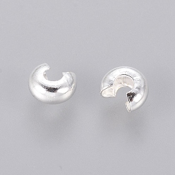 Silver Iron Crimp Beads Covers, Cadmium Free & Nickel Free & Lead Free, Silver Color Plated, 3mm In Diameter, Hole: 1.2~1.5mm