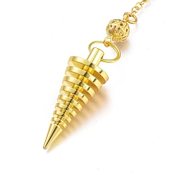 Golden Brass Coil Dowsing Pendulums, Spiral Pendulum, with Lobster Claw Clasps, Cone, Golden, 225x2.5mm