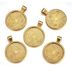 Antique Golden Metal Alloy Pendant Cabochon Settings, Plain Edge Bezel Cups, DIY Findings for Jewelry Making, Antique Golden, Cadmium Free & Lead Free, Tray: 24.5mm, 37x28x6.5mm, Hole: 6x4mm