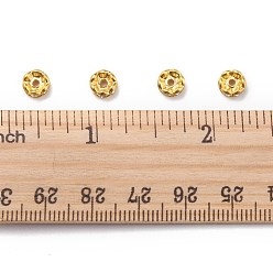 Golden Iron Rhinestone Spacer Beads, Grade A, Rondelle, Waves Edge, Golden, 6x2.5mm, Hole: 1.5mm