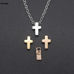 Stainless Steel Color 201 Stainless Steel Tiny Cross Charms, for Simple Necklaces Making, Laser Cut, Stainless Steel Color, 8x5x3mm, Hole: 1.6mm