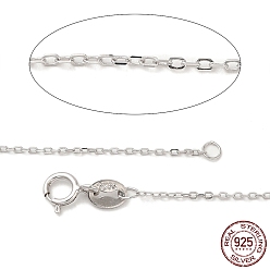 Platinum Trendy Unisex Rhodium Plated 925 Sterling Silver Cable Chains Necklaces, with Spring Ring Clasps, Thin Chain, Platinum, 16 inch, 1mm
