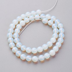 White 16 inch long Opalite Loose Beads, Opal Round Beads Strands, White, 8mm, Hole: 1mm, about 49pcs/strand, 14.5~15 inch