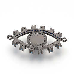 Gunmetal Brass Micro Pave Cubic Zirconia Links, with Shell, Evil Eye, Gunmetal, 31x19x4mm, Hole: 1mm