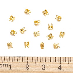 Golden Iron Bead Tips, Calotte Ends, Cadmium Free & Lead Free, Clamshell Knot Cover, Golden, 4x2mm, Hole: 1mm, 1.5mm inner diameter