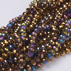 Mixed Color Electroplate Glass Beads Strands, Faceted, Rondelle, Mixed Color, 8x6mm, Hole: 1mm, about 68~70pcs/strand, 15 inch