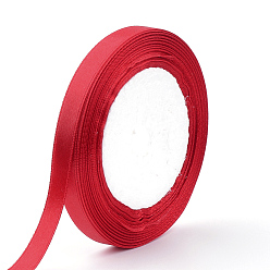 Red High Dense Single Face Satin Ribbon, Polyester Ribbon, Christmas Ribbon, Red, 1/4 inch(6~7mm), about 25yards/roll, 10rolls/group, about 250yards/group(228.6m/group)