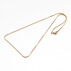 Golden 304 Stainless Steel Snake Chain Necklaces, with Lobster Claw Clasp, Golden, 17.7 inch(45cm), 0.9mm