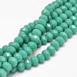 Light Sea Green Glass Beads Strands, Faceted Rondelle , Light Sea Green, 8x6mm, Hole: 1mm, about 70pcs/strand, 15.5 inch