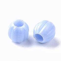 Couleur Mélangete Perles européennes en plastique polystyrène (ps) opaque, Perles avec un grand trou   , citrouille, couleur mixte, 8.5x8.5mm, trou: 4 mm, environ 2000 pcs / 500 g