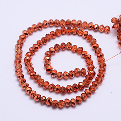 Red Faceted Rondelle Transparent Painted Glass Beads Strands, Red, 4x3mm, Hole: 1mm, about 125pcs/strand, 15 inch