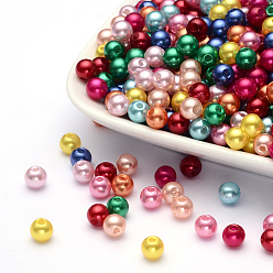 Mixed Color Imitation Pearl Acrylic Beads, Dyed, Round, Mixed Color, 30x29.5mm, Hole: 3mm, about 35pcs/pound