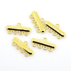 Golden Alloy Chandelier Components Links, 4-Strand Reducer Connector, Rectangle, Golden, 11x23x2mm, Hole: 2mm