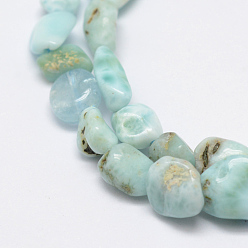 Larimar Larimar naturelles brins de perles, pierre tombée, nuggets, 6~8x4~6mm, Trou: 1mm, 15.3 pouce (39 cm)