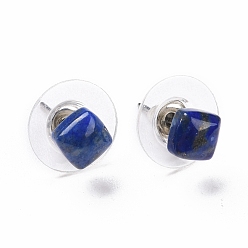 Lapis Lazuli Natural Lapis Lazuli Ear Studs, with 304 Stainless Steel Ear Studs, 15.5x6x6mm, Pin: 0.6mm