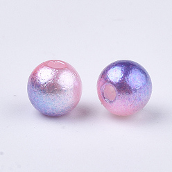 Rose Chaud Perles en plastique imitation perles arc-en-abs, perles de sirène gradient, ronde, rose chaud, 11.5~12x11~11.5mm, trou: 2 mm, environ 560 pcs / 500 g