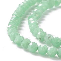 Natural Glass Brins de perles de verre naturel, facette, ronde, vert printanier, 3mm, Trou: 0.6mm, Environ 113 pcs/chapelet, 15.24~15.43 pouce (38.7~39.2 cm)