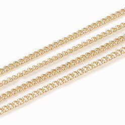 Real 18K Gold Plated Soldered Brass Curb Chains, with Spool, Real 18K Gold Plated, 1.8x1.3x0.4mm, about 98.42 Feet(30m)/roll