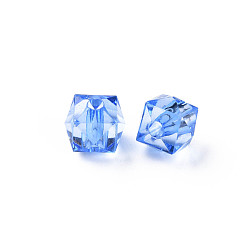 Cornflower Blue Transparent Acrylic Beads, Faceted, Square, Cornflower Blue, 8.5x9.5x9.5mm, Hole: 2.5mm, about 1070pcs/500g