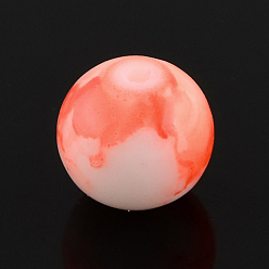 Couleur Mélangete Perles en verre peintes à la bombe , ronde, couleur mixte, 14mm, Trou: 1.3mm, Environ 57 pcs/chapelet, 31.4 pouce