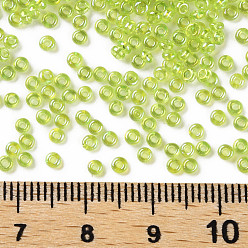 Green Yellow 12/0 Grade A Round Glass Seed Beads, Transparent Colours Rainbow, Green Yellow, 12/0, 2x1.5mm, Hole: 0.9mm, about 30000pcs/bag