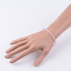 Rose Quartz Natural Rose Quartz Beaded Stretch Bracelets, with Elastic Fibre Wire, 2-1/4 inch(55mm)