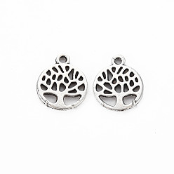 Antique Silver Tibetan Style Alloy Charms, Cadmium Free & Lead Free, Tree, Antique Silver, 12.5x10x1mm, Hole: 1.2mm, about 2000pcs/1000g
