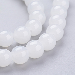 WhiteSmoke Imitation Jade Glass Beads Strands, Spray Painted, Round, WhiteSmoke, 8mm, Hole: 1.3~1.6mm, about 100pcs/strand, 31.4 inch