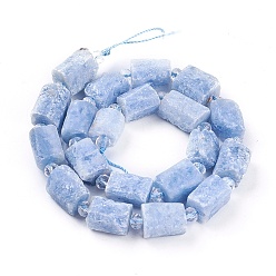 Calcite Perles de calcite bleues naturelles, rectangle, 14~17x10.5~12.5x10~12mm, Trou: 1mm, Environ 20 pcs/chapelet, 15.7 pouce (40 cm)