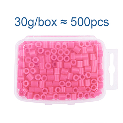 Hot Pink 1 Box 5mm Melty Beads PE DIY Fuse Beads Refills for Kids, Tube, Hot Pink, 5x5mm, Hole: 3mm, about 500pcs/box