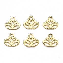 Golden Tibetan Style Alloy Charms, Yoga Lutos Cadmium Free & Lead Free, Golden, 15x17x1mm, Hole: 3mm, about 1305pcs/1000g